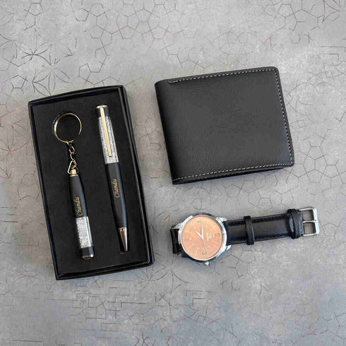 Personalised Men's Wallet With Charm Gift Combo